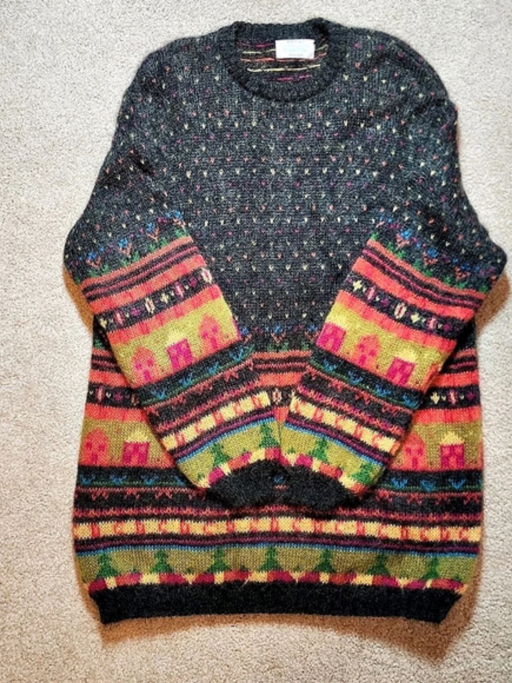 United Colors of Benetton Multicolor Geometric Crewneck Sweater